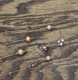 Beaded Rhinestone Pave Layered Chain Necklace Rose Gold / Silver Gray 32" + 3"