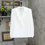 Kasper Womens V-Neck Tie Front Unlined Blouse Shirt Top 16673e9a49fe03 White M