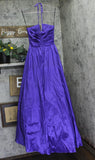 B. Darlin Halter-Tie Taffeta Gown with Ruched Bodice 932X423 Purple 7/8