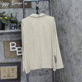 INC International Concepts Trim Satin Pajama Notched Shirt Top Safari Brown 2XL