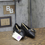 A New Day Womens Valentina Pointed Toe Buckle Ballet Flats 94462478 Black 6.5M