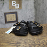 A New Day Double Band Buckle Slide Sandals with Memory Foam Insole Black 7.5M