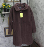 All In Motion Womens Long High Pile Fleece Full Zip Drawstring Jacket Brown 2XL