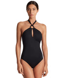 Lauren Ralph Lauren Womens Macrame-Ring High-Neck One-Piece Swimsuit Black 6