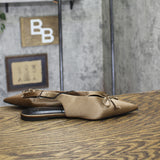 A New Day Camille Satin Slingback Bow Flats 94648295 Brown 8.5M
