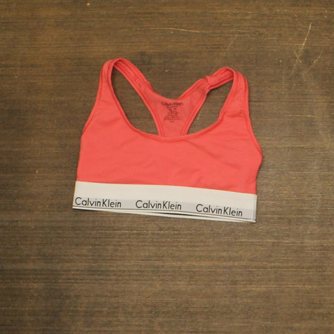Calvin Klein Womens Lined Racerback Sports Bra Coral Pink Multi XS