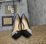 INC International Concepts Saija Pumps Embellished Heels Black Microsuede 8M