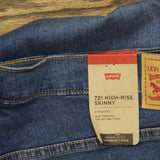 Levis Womens Plus Size 721 High Rise Skinny Jeans Straight Through Blue 24W