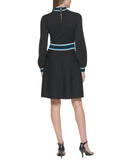 Vince Camuto Womens Knit Sweater Mock-Neck Fit & Flare Dress VC1M2437 Black S