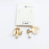Francesca's Filigree Petal Cluster Flower Dangly Drop Earrings Gold / White 3"