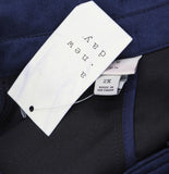 A New Day Faux Suede Waist Tie Button Down Raglan Cut Trench Coat Navy Blue 2X