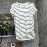 A Pea in the Pod Maternity Knit Striped Nursing T-Shirt White / Black Stripe M