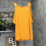 Belldini Strappy Cold Shoulder Top with Grommet Trim Clementine Orange / Gold 3X