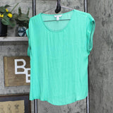 Nine West Womens Lightweight Roll Tab Blouse Shirt Top 1661b3d61ebf53 Green S