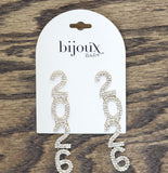 Bijoux Bar Fashion Dangly 2026 Rhinestone Post Earrings Gold / Silver Gray 3"