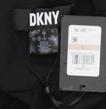 DKNY Women's Puff Sleeve Round Neck Tie Waist Solid Midi Dress Black 12