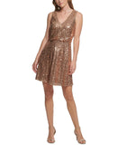 Vince Camuto Women's Sequin V-Neck Blouson Fit & Flare Dress VC2M4050