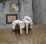 Madden Girl Womens Bloomingg Heeled Sandal Stiletto Ivory Satin White 9.5M