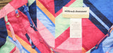 Alfred Dunner Geometric 3/4 Sleeve Knot Accent Shirt Top Pink Blue Multi 1X