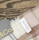 Style & Co. Tartan Plaid Scarf with Fringe SC9542501 Ivory Neutral Brown Multi