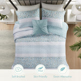 Madison Park 4pc Tulia Seersucker Coverlet Set Aqua Blue Multi Full / Queen