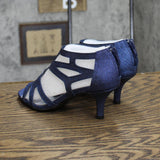 Easy Street Women's Flattery Heeled Glitter Heeled Sandal Navy Glitter Blue 6.5W
