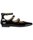 Sun + Stone Womens Cecillee Triple Strap Mary Jane Flats Black Patent 8M