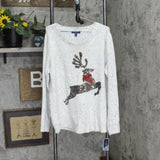 Karen Scott Womens Plus Size Sequin Reindeer Sweater 100113793WN Gray Multi 1X