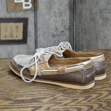 Nine West Womens Vintage TONYGD Shiny Boat Shoes Silver / Gold 6.5M