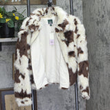 Wild Fable Faux Fur Full Zip Collared Long Sleeve Jacket Cream Off White L