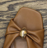 A New Day Womens Thea Sandals Embellished Faux Leather Open Toe Tan Brown 7M