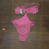 Wild Fable Women's Cut Out One Piece Swimsuit 87763489 Pink Lurex s