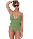 Andie Womens Textured The Lanikai One Piece Swimsuit AO574 Gecko Green XL
