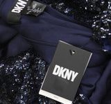 DKNY Womens Sequin Embellished Blouson-Sleeve Gown ED4EZA01 Spring Navy 4