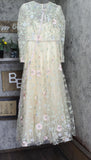 Mac Duggal Embellished Embroidered Flowy Dress Gown Cream Off White / Multi 10
