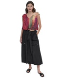 DKNY Womens Rumpled Abstract-Print Blouse Woven June Brush Stroke Red Multi XL