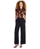 RACHEL by Rachel Roy Twisted Short- Sleeve Jumpsuit Leopard Black Multi 2XL