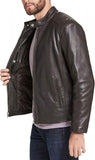 Marc New York By Andrew Marc Men's Leather Moto Jacket Espresso Dark Brown M
