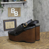 Universal Thread Naomi Wood Wedge Heels 92609511 Black / Brown 6.5M