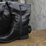 Sun + Stone Anyaa Wide-Calf Buckled Over-the-Knee Boots Black 8.5M-WC