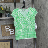 Sam and Jess Womens V-Neck Cap-Sleeve Shirt Top TA3718766W Poison Green S