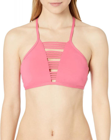 Cole Of California Womens Standard High Neck Bikini Swim Top Berry Pink L