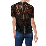 Anne Klein Womens Back Zip Short Sleeve Lace Blouse 10739496 Anne Black M