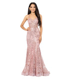 Blondie Nites Juniors Sequined Corset-Bodice Gown Dress 3960BN Rose Pink 7