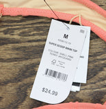 Cotton On Womens Super Scoop-Neck Bikini Top Shell Pink Terry Jacquard M