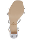 Jewel Badgley Mischka Heeled Sandal Studded Band Strappy Silver Metallic Gray 8M