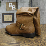 Journee Collection Womens Stormy Stacked Heel Riding Boots STORMY Tan Brown 7M