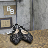 A New Day London Lace Slingback Bow Flats 94303522 Black 6.5M