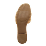 A New Day Width Woven Raffia Slide Sandals with Memory Foam Insole Tan Brown 7W