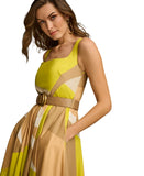 Donna Karan Womens Petite PrintedA-Line Dress KT4G22B6 Fawn Green Mutli 2P